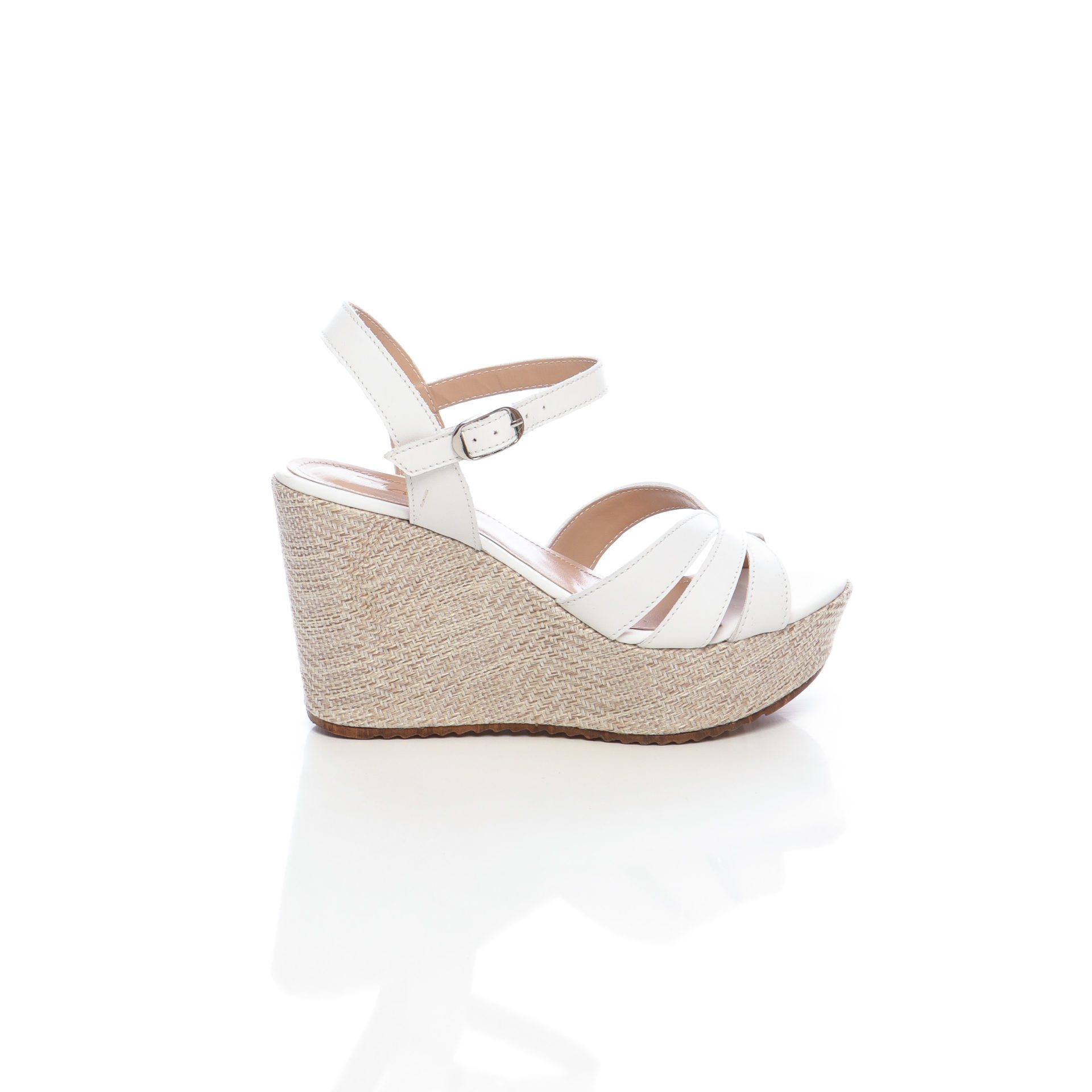 Sandale Compensée en blanc - Plaisir – Image 3