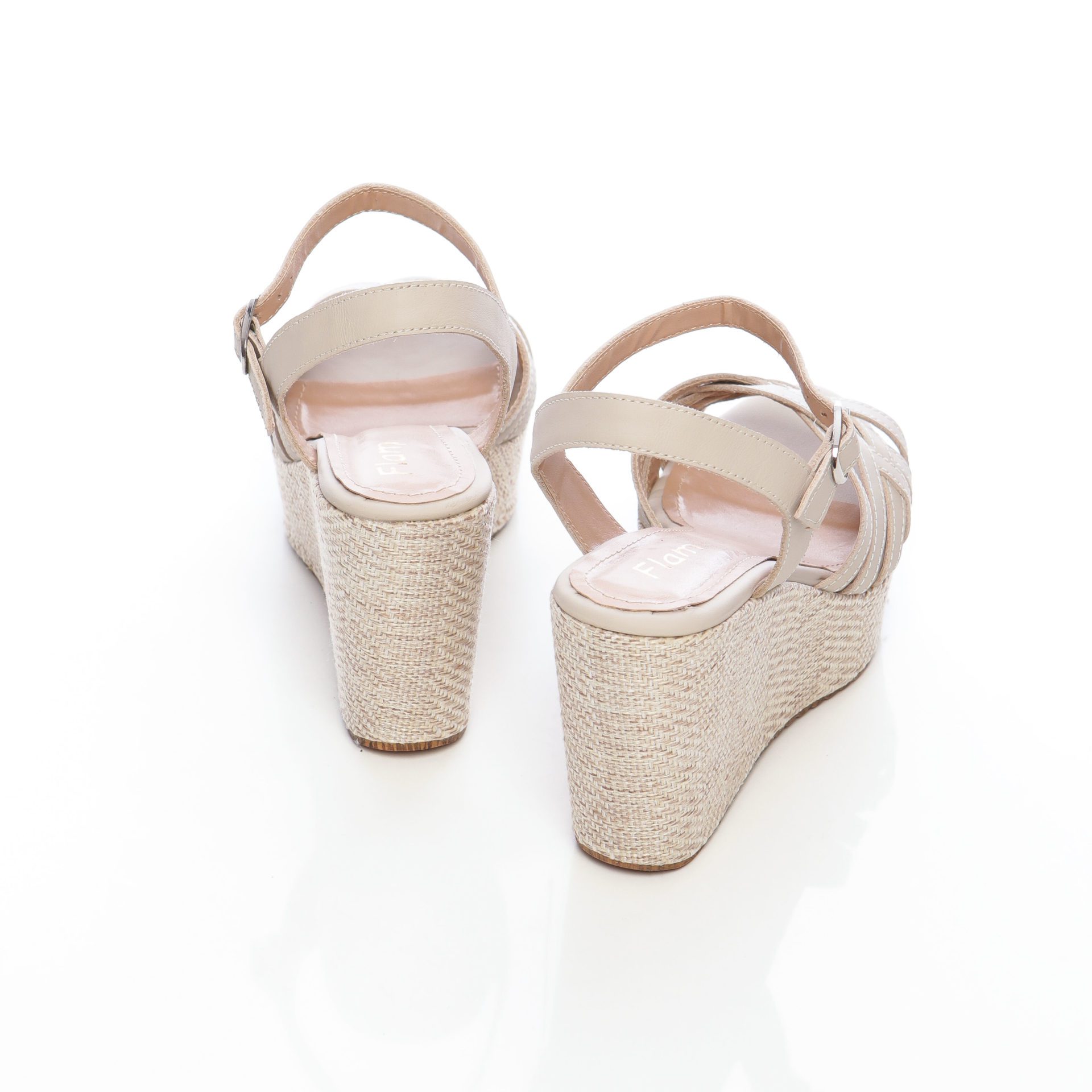 Sandales Compensées en Beige et Blanc- Formule – Image 4