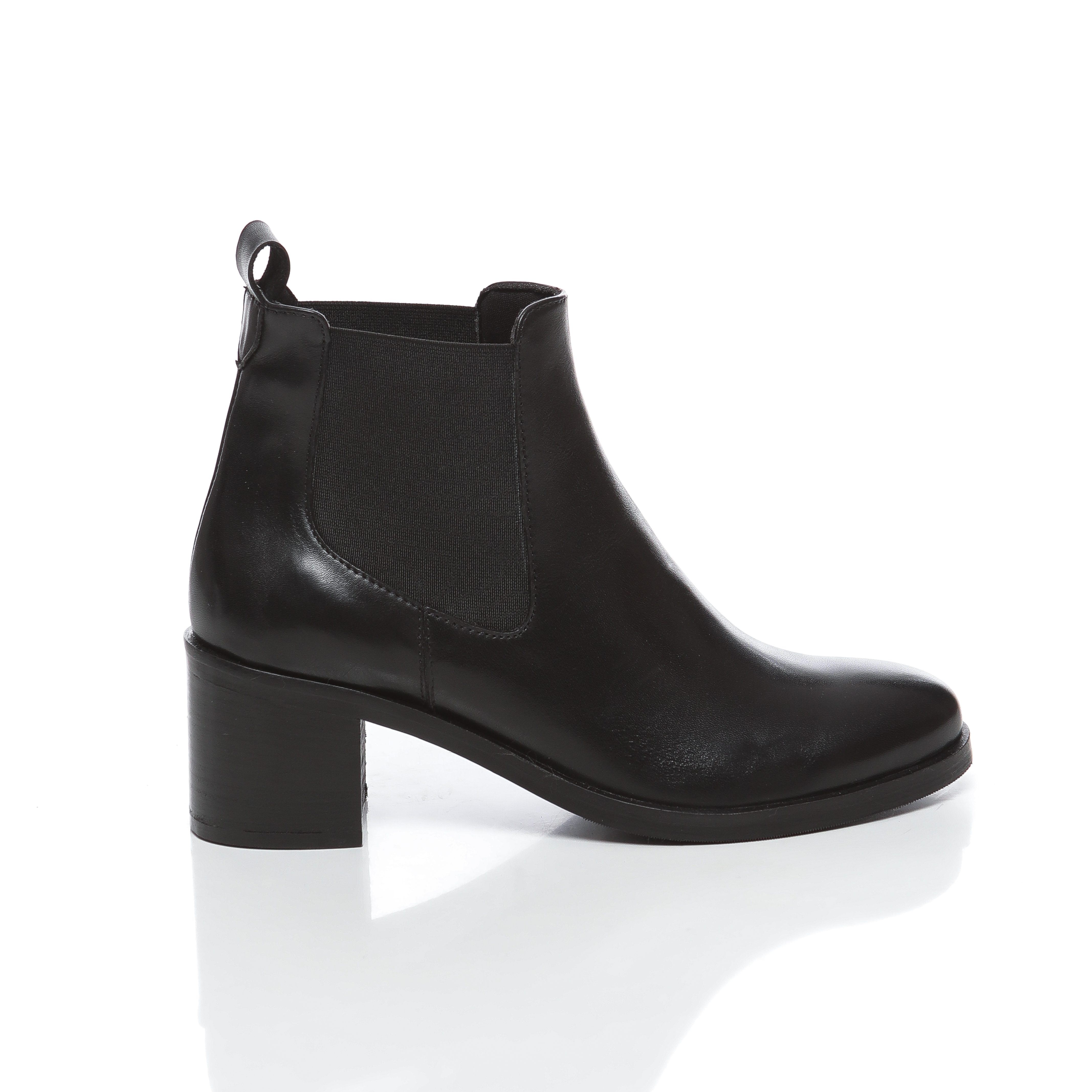 Lueur boots à talon en cuir noir et camel – Mode et confort pour femme – Image 2