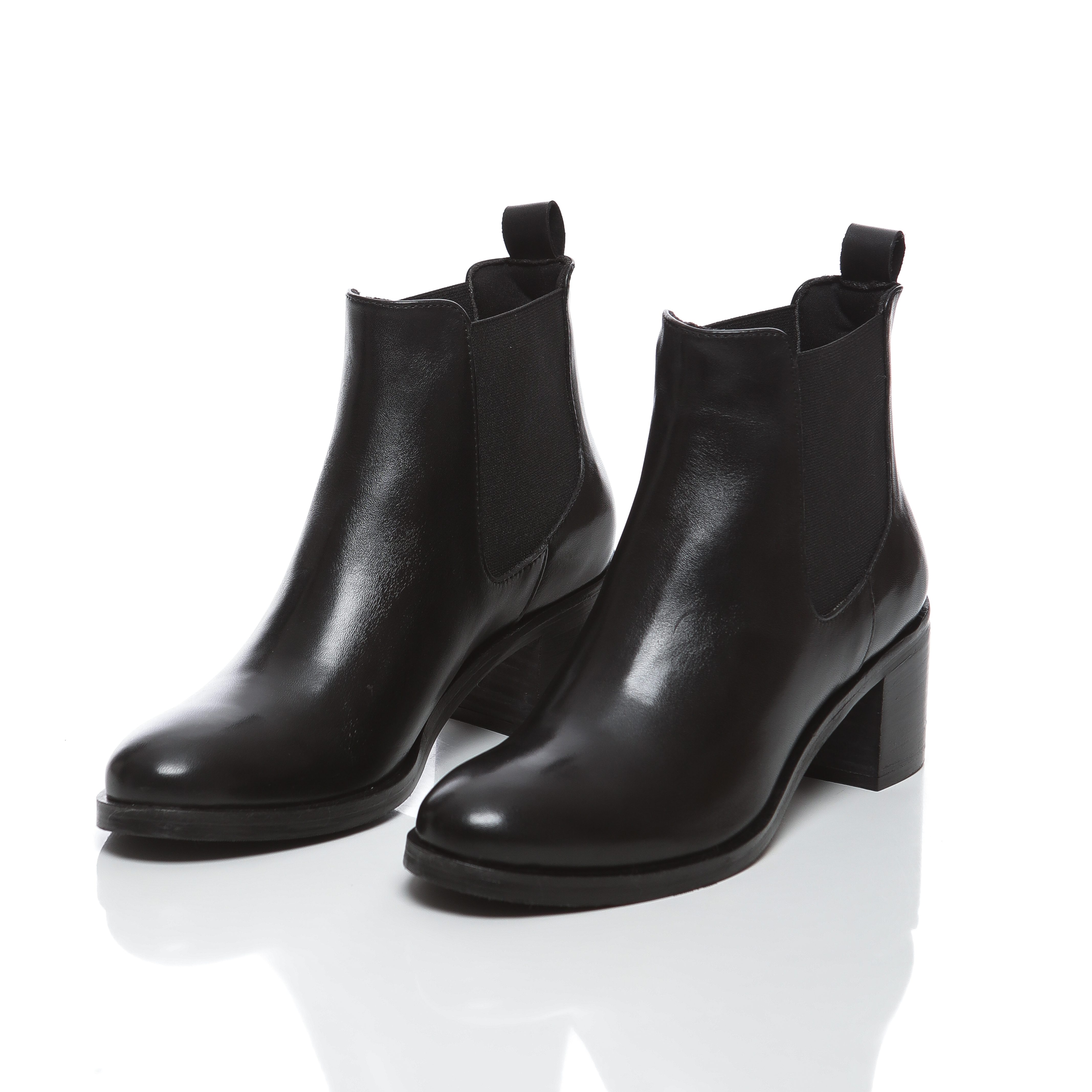 Lueur boots à talon en cuir noir et camel – Mode et confort pour femme