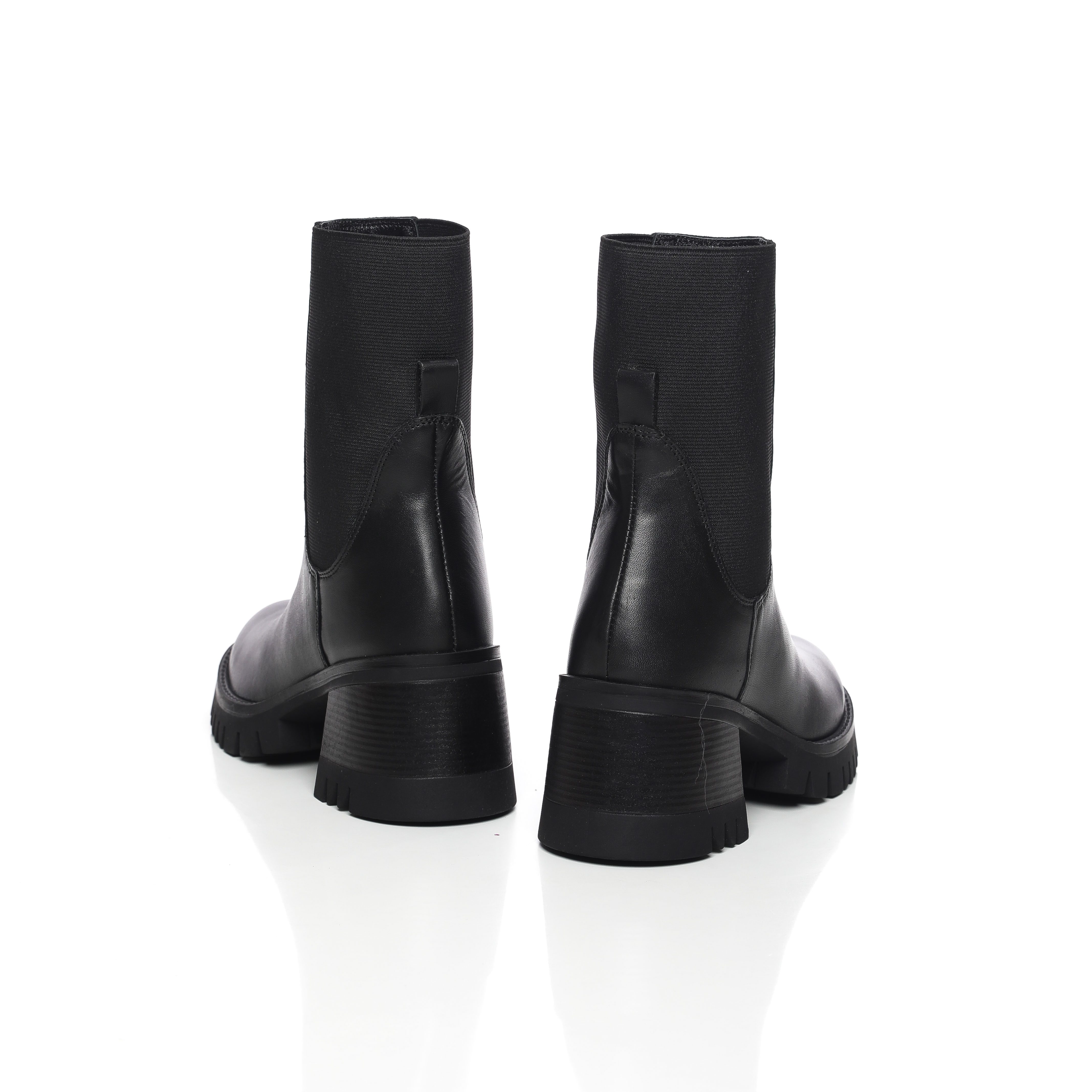 Jambo demi-bottes en cuir à talon large sont à la mode pour femme – Image 9