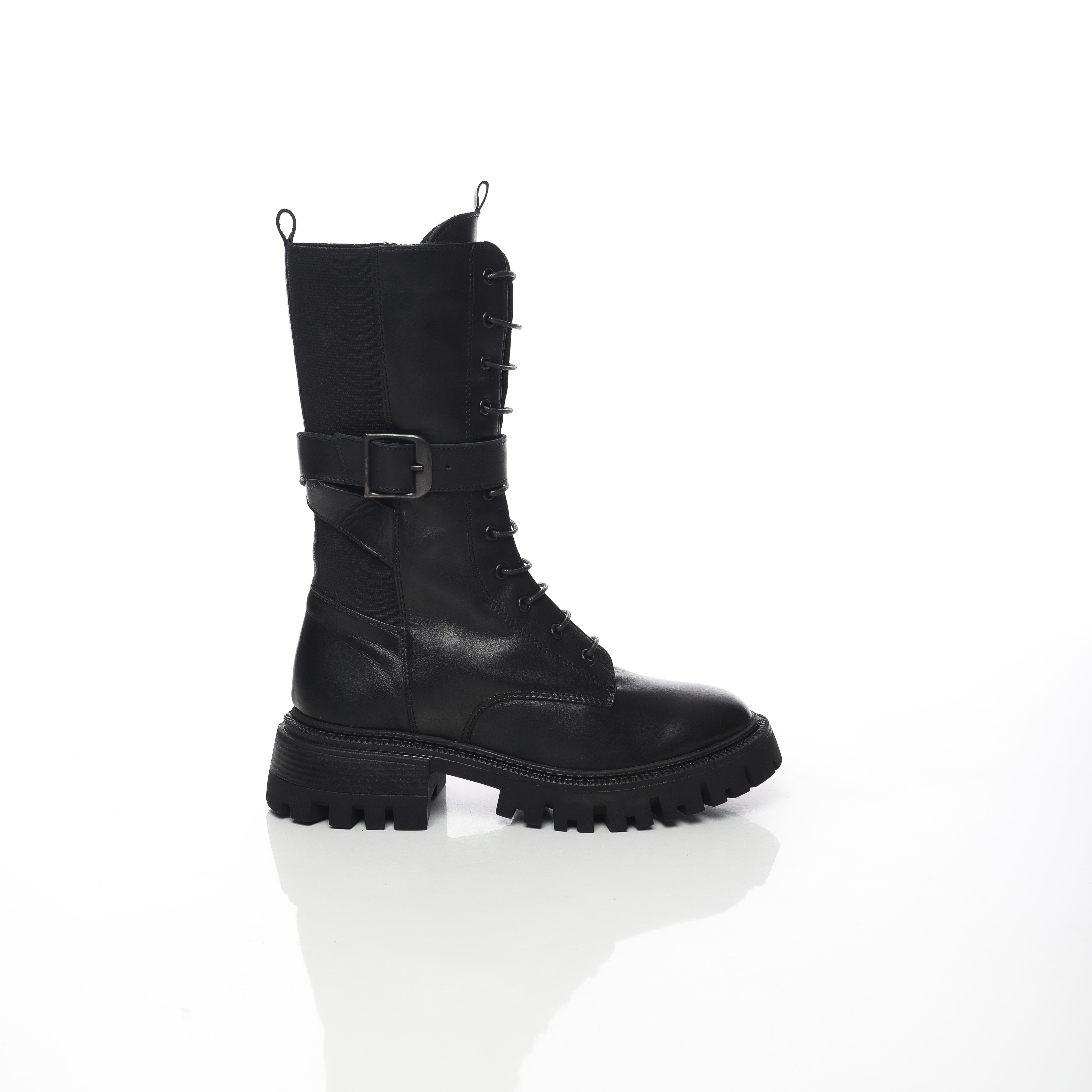 Stayci - Bottes plates en cuir noir - l'élégance pour femme – Image 2