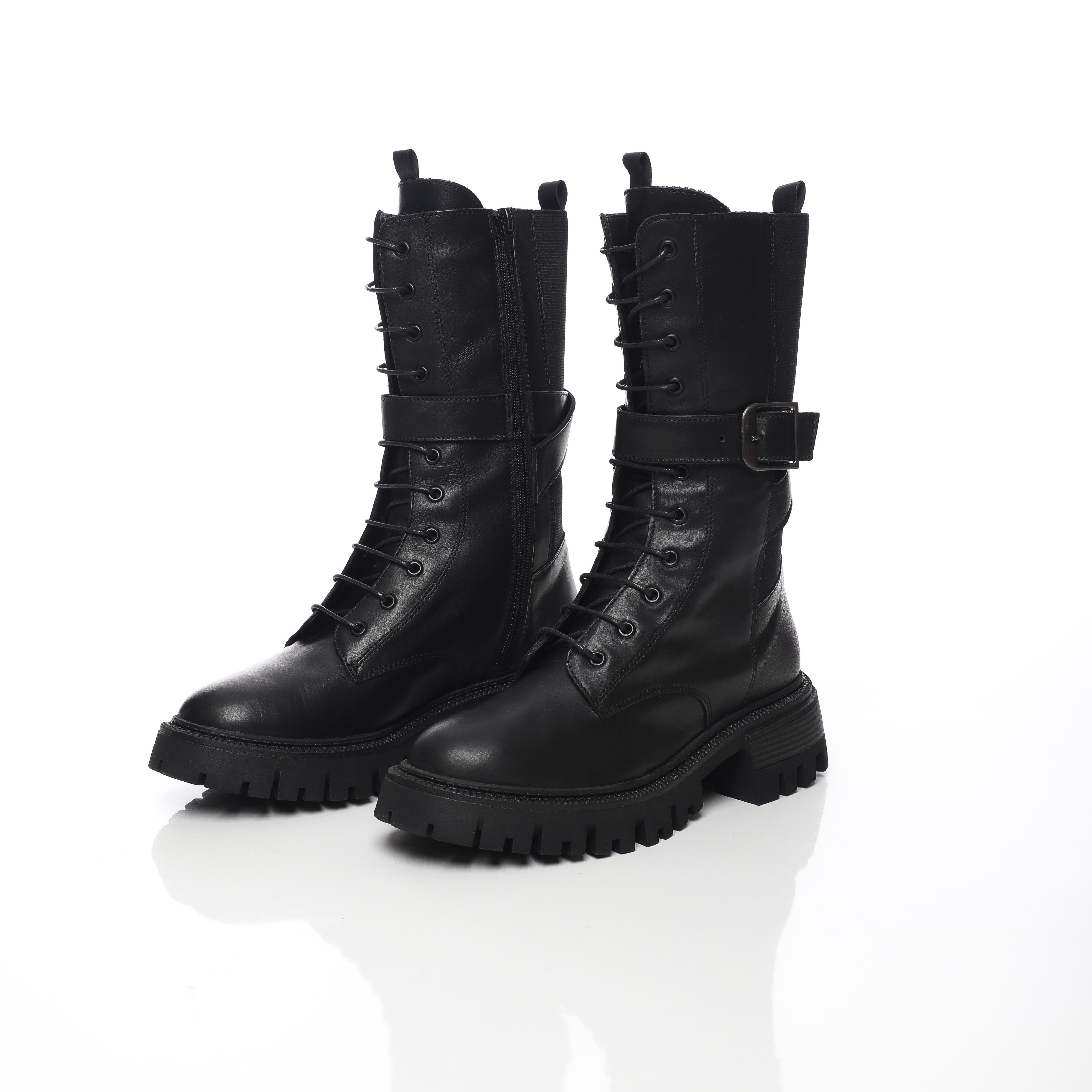 Stayci bottes plates en cuir veritable avec lacets pour femme