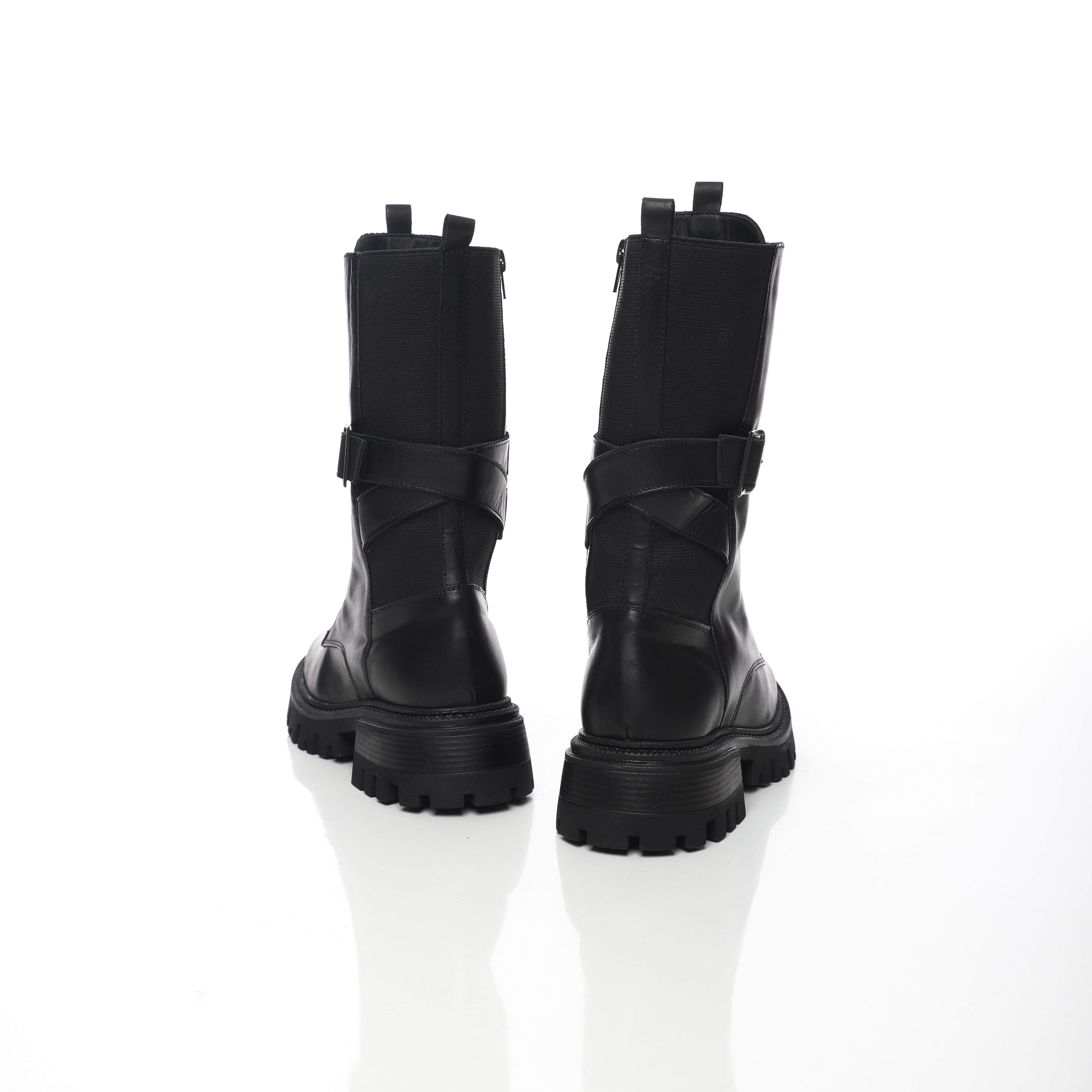 Stayci - Bottes plates en cuir noir - l'élégance pour femme – Image 5