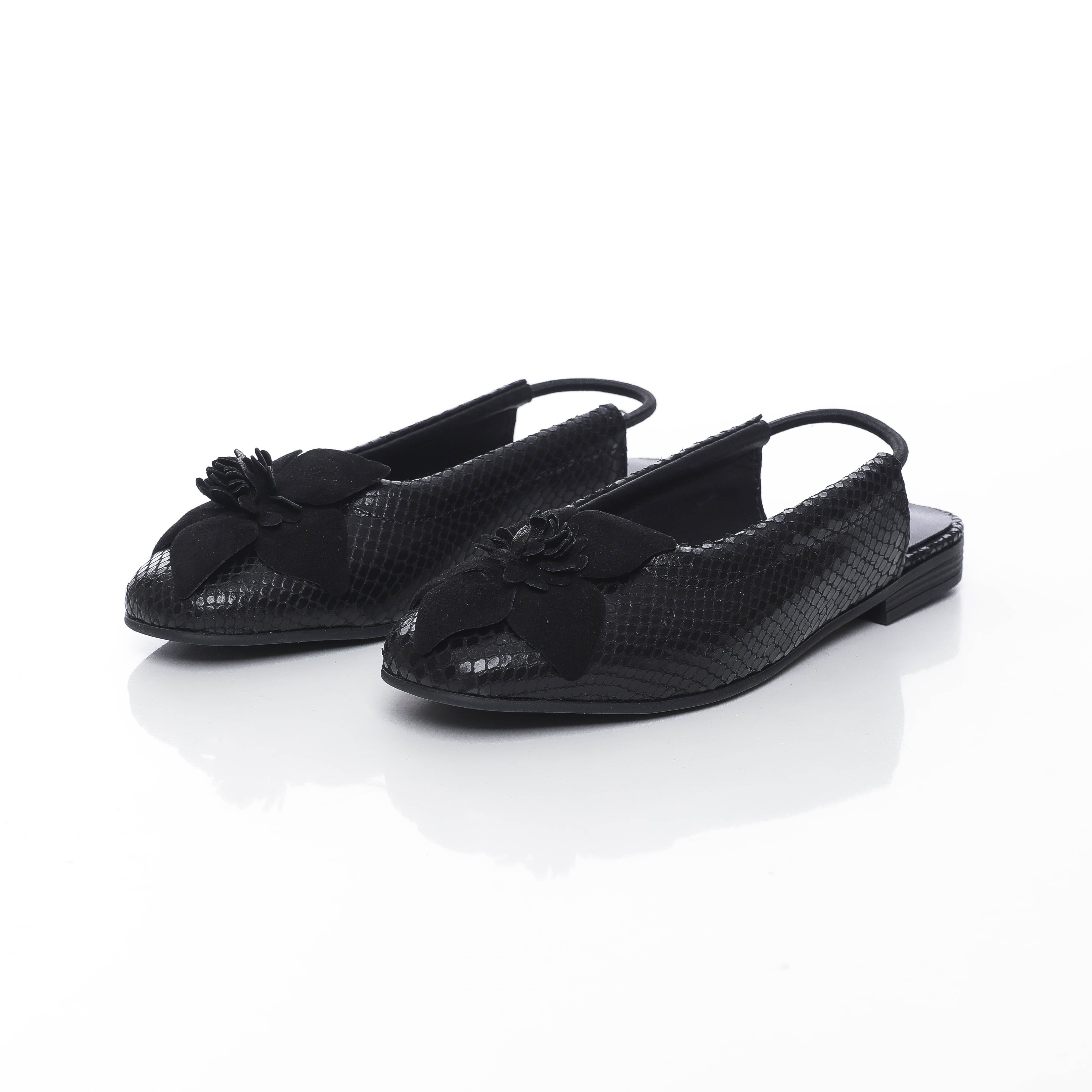 ballerines en cuir souple avec détail floral