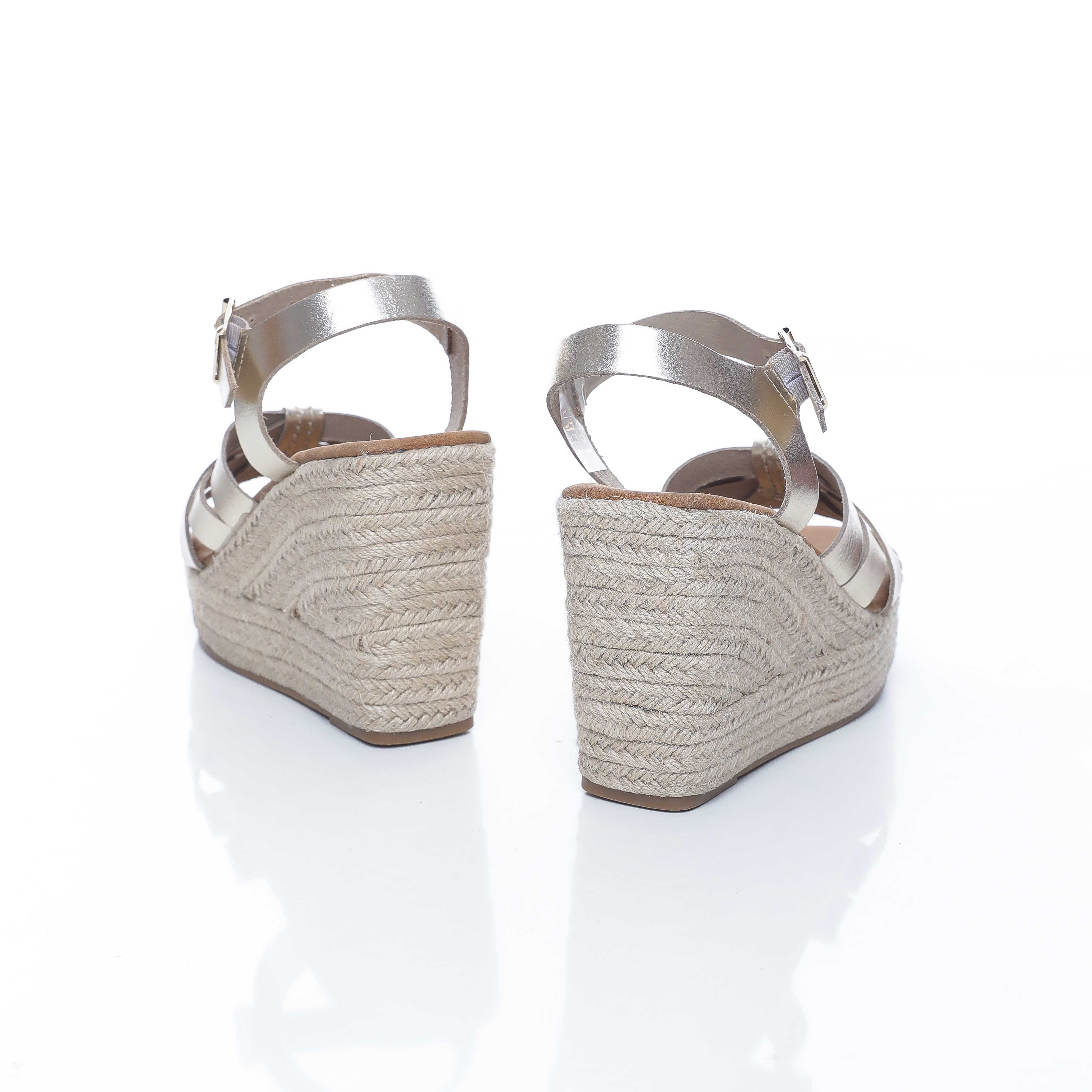sandales compensées en cuir et jute véritable