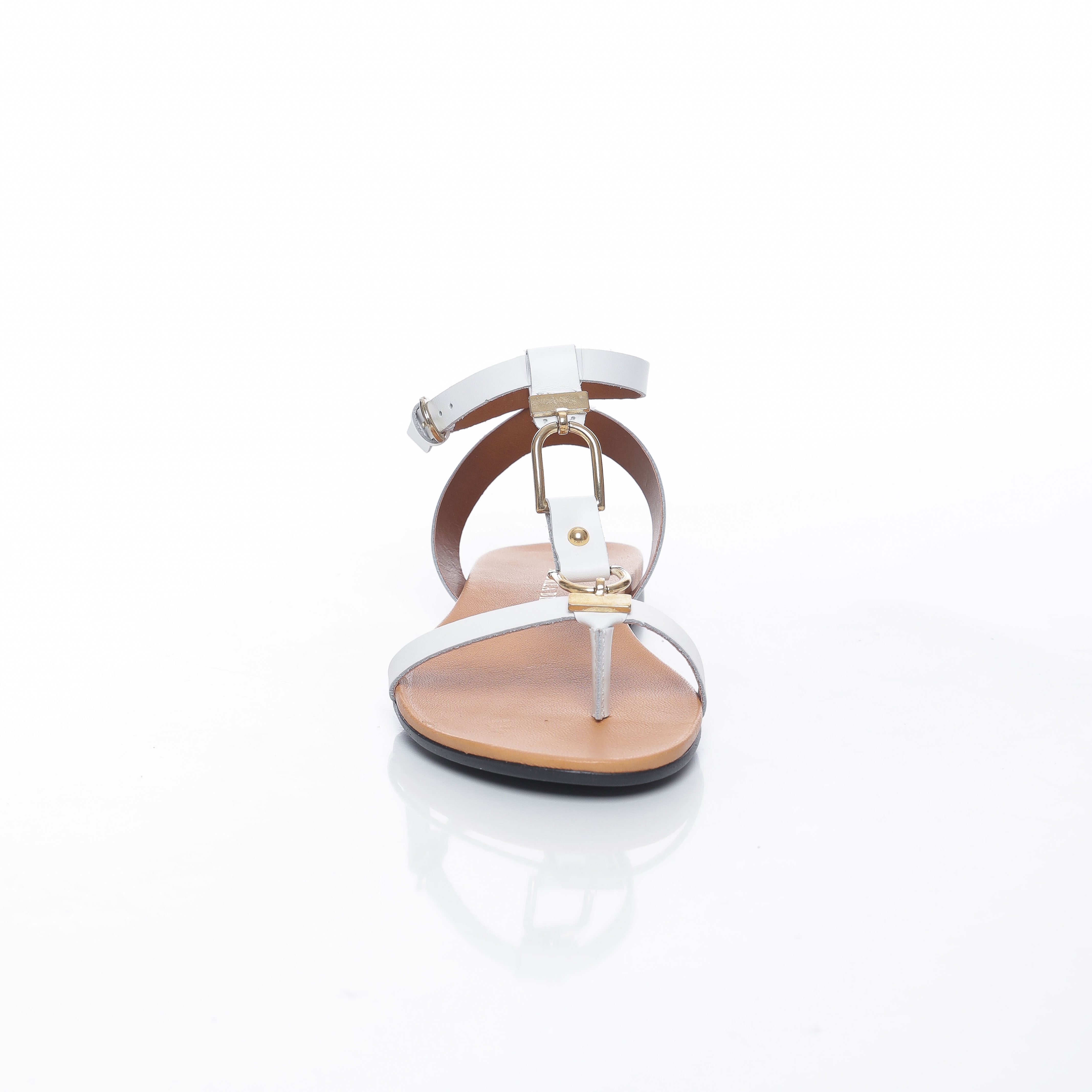 sandales plates en cuir avec détail métallique chic pour femme