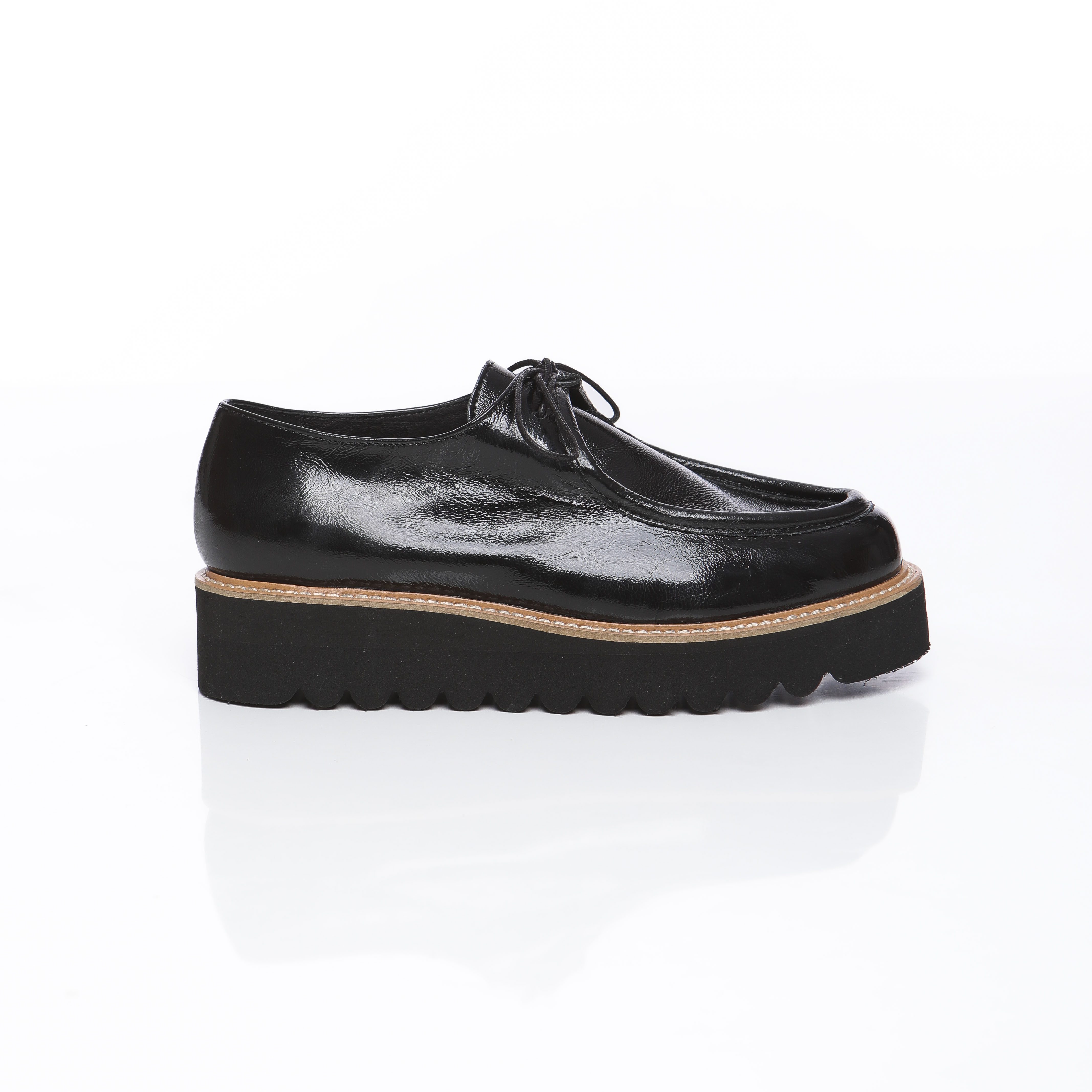 Derbies Vernis Lacets Plateforme Épaisse Femme