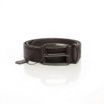 edge ceinture en cuir marron foncé vue de face