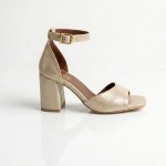sandales cuir doré changeant talon large femme